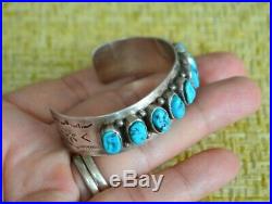 Vintage Old Pawn Sterling SB Sam Begay Turquoise Small Child's Cuff Bracelet