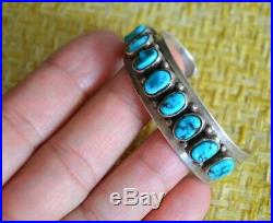 Vintage Old Pawn Sterling SB Sam Begay Turquoise Small Child's Cuff Bracelet