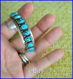 Vintage Old Pawn Sterling SB Sam Begay Turquoise Small Child's Cuff Bracelet