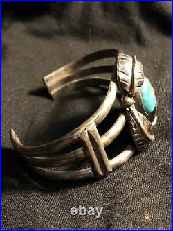 Vintage Old Pawn Sterling Silver NAVAJO ROYSTON TURQUOISE Cuff Bracelet 44g