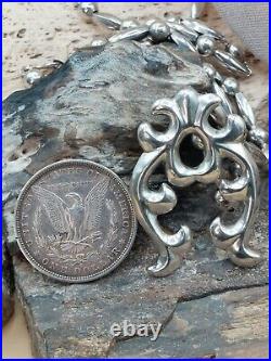 Vintage Old Pawn Sterling Silver Naja Bench Bead Pendant Necklace Navajo Native