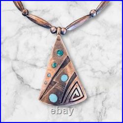 Vintage Old Pawn Sterling Silver & Turquoise Pendant & Necklace