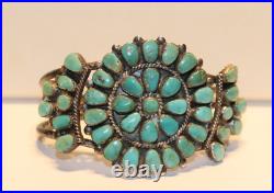 Vintage Older Sterling Native American Turquoise Cuff Bracelet