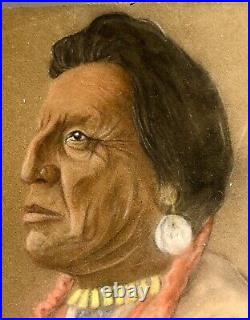 Vintage Original Painting Native American Indian Dated 1878 Arts Crafts Stickley