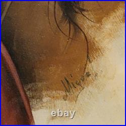 Vintage Painting-Native American Indian Onyx Slab-Signed withstand