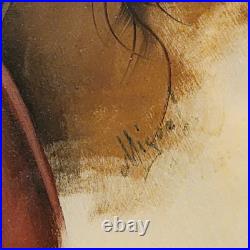 Vintage Painting-Native American Indian Onyx Slab-Signed withstand