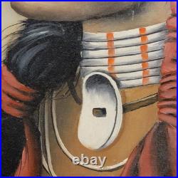 Vintage Painting-Native American Indian Onyx Slab-Signed withstand