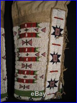 Vintage Pair Of Native American Sioux Indian Woman's Beaded Leggings