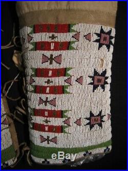 Vintage Pair Of Native American Sioux Indian Woman's Beaded Leggings