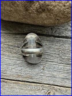 Vintage Pawn Native American Sterling Silver Turquoise Ring. Size 11 Signed