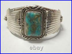 Vintage Pawn Navajo Indian Sterling Silver Turquoise Bracelet Wide + Xtra Nice