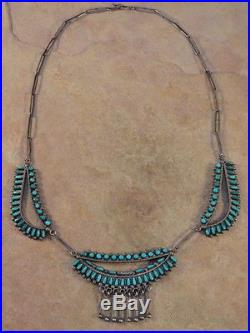 Vintage Pawn Zuni Sterling & Turquoise Petit Point Necklace