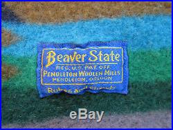 Vintage Pendleton Beaver State Wool Aztec Native American Design Blanket 72x44