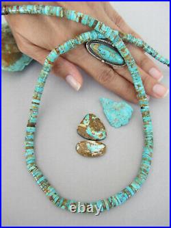 Vintage Pinto Boulder Royston Turquoise Heishi 23.75 LONG Navajo Bead Necklace