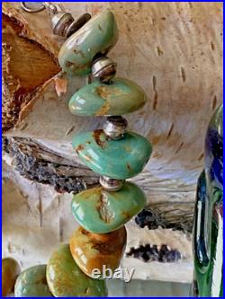Vintage RA Handcrafted Sterling Silver Navajo Pearl Turquoise Nugget Bracelet