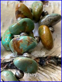 Vintage RA Handcrafted Sterling Silver Navajo Pearl Turquoise Nugget Bracelet