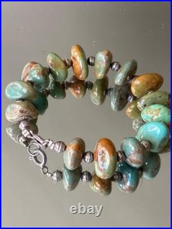 Vintage RA Handcrafted Sterling Silver Navajo Pearl Turquoise Nugget Bracelet Vintage RA Handcrafted Sterling Silver Navajo Pearl Turquoise Nugget Bracelet