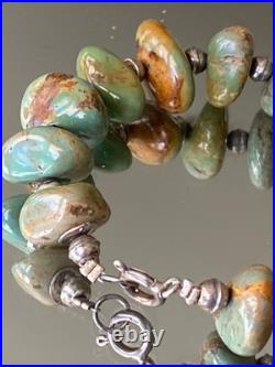 Vintage RA Handcrafted Sterling Silver Navajo Pearl Turquoise Nugget Bracelet