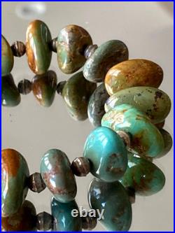 Vintage RA Handcrafted Sterling Silver Navajo Pearl Turquoise Nugget Bracelet