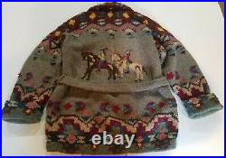 Vintage Ralph Lauren Country Belted Cardigan, Native Horses, Size M