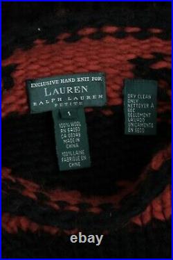Vintage Ralph Lauren Southwestern Native American Black Blanket Knit Wool Poncho