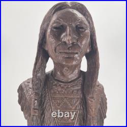 Vintage Red Mill Native American Indian Chief Statue 1987 Pecan & Resin