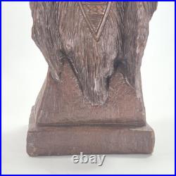 Vintage Red Mill Native American Indian Chief Statue 1987 Pecan & Resin