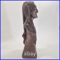 Vintage Red Mill Native American Indian Chief Statue 1987 Pecan & Resin