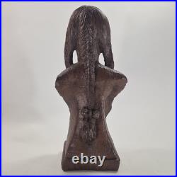 Vintage Red Mill Native American Indian Chief Statue 1987 Pecan & Resin