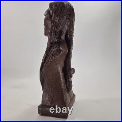 Vintage Red Mill Native American Indian Chief Statue 1987 Pecan & Resin