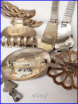 Vintage Retro Scrap Native American 925, Sterling, Turquoise Gem Jewelry Lot