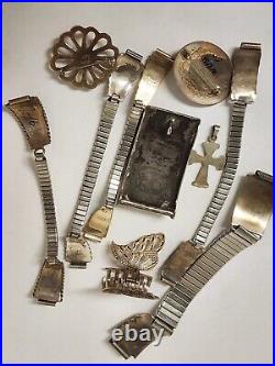 Vintage Retro Scrap Native American 925, Sterling, Turquoise Gem Jewelry Lot