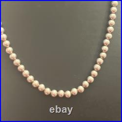 Vintage Rising Sun Sterling Silver Navajo Pearl Ball Bead Necklace 20 7mm 26.2G