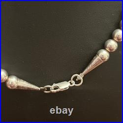 Vintage Rising Sun Sterling Silver Navajo Pearl Ball Bead Necklace 20 7mm 26.2G