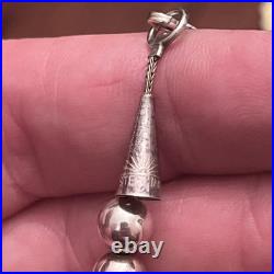 Vintage Rising Sun Sterling Silver Navajo Pearl Ball Bead Necklace 20 7mm 26.2G