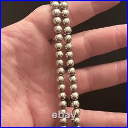 Vintage Rising Sun Sterling Silver Navajo Pearl Ball Bead Necklace 20 7mm 26.2G