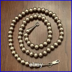 Vintage Rising Sun Sterling Silver Navajo Pearl Ball Bead Necklace 20 7mm 26.2G