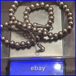 Vintage Rising Sun Sterling Silver Navajo Pearl Ball Bead Necklace 20 7mm 26.2G