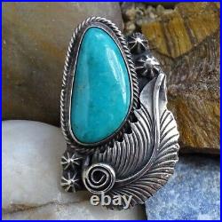Vintage Running Bear Native American Turquoise Ring Sz 6 Signed RB 925 Handmade