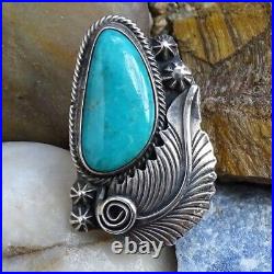 Vintage Running Bear Native American Turquoise Ring Sz 6 Signed RB 925 Handmade