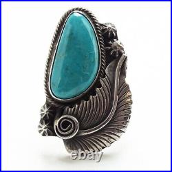 Vintage Running Bear Native American Turquoise Ring Sz 6 Signed RB 925 Handmade