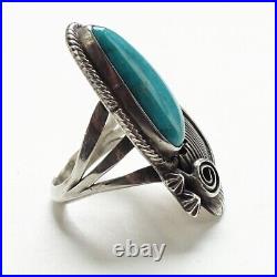 Vintage Running Bear Native American Turquoise Ring Sz 6 Signed RB 925 Handmade