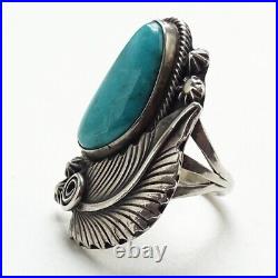 Vintage Running Bear Native American Turquoise Ring Sz 6 Signed RB 925 Handmade