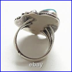 Vintage Running Bear Native American Turquoise Ring Sz 6 Signed RB 925 Handmade