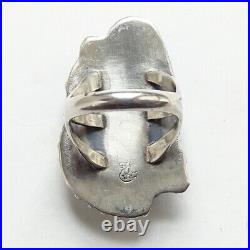 Vintage Running Bear Native American Turquoise Ring Sz 6 Signed RB 925 Handmade