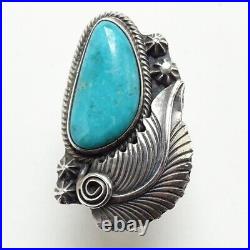 Vintage Running Bear Native American Turquoise Ring Sz 6 Signed RB 925 Handmade