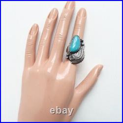 Vintage Running Bear Native American Turquoise Ring Sz 6 Signed RB 925 Handmade