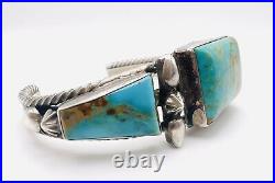 Vintage Running Bear Navajo Sterling Native American Turquoise Cuff Bracelet