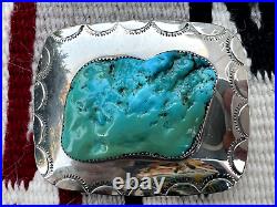Vintage SOUTHWESTERN TURQUOISE belt buckle signed toad / frog hallmark