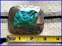 Vintage SOUTHWESTERN TURQUOISE belt buckle signed toad / frog hallmark
